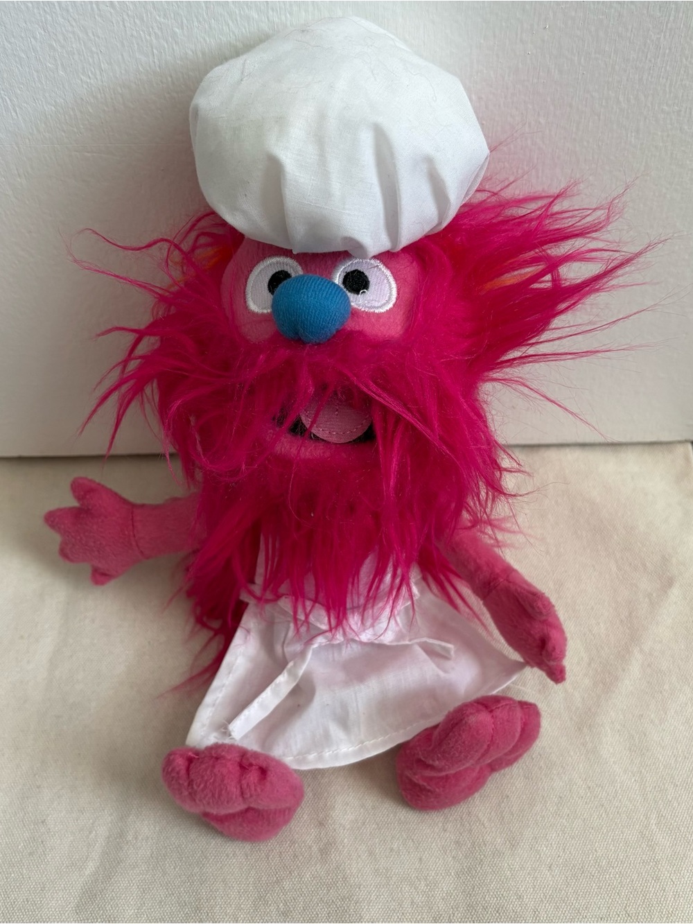 Sesame Street Live CHEF GONGER 12" Plush Doll Pink Fuzzy Monster Animal Muppets